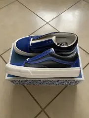 VANS OLD SKOOL VAULT LX LEATHER TRUE BLUE MARSHMALLOW SIZE 8.5 NEW WITH BOX