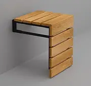 Folding Wall Mounted Teak Wood Handmade Shower Seat, Inside Shower Bathroom Stool for Seniors Disabled Pregnant Handicapped, Foldable Water Resistant Outdoor Bench (Natural)
