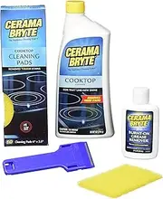Cerama Bryte Best Value Kit: Ceramic Cooktop Cleaner 28oz, Scraper, 10 Pads, Burnt-on Grease Remover 2oz