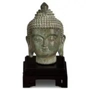 US SELLER - Bronze Enlightened Buddha Head Asian Statue
