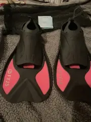 F FYJS Short Swim Fins Travel Size Diving Flippers with Mesh Carrying Bag US9-10