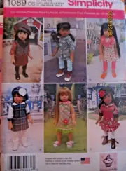 Simplicity #1089 18" DOLL CLOTHES Sewing Pattern Uncut SIX OUTFITS