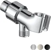 Shower Arm Mount Holder for Handheld Shower Head, Adjustable Handheld Shower Head Holder with Brass Pivot Ball, Shower Hose Holder, Universal Handheld Shower Bracket - Chrome Finish