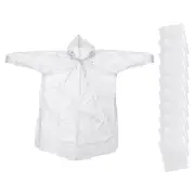 Rain Ponchos, 10pcs Disposable Emergency Raincoats with Hood, White