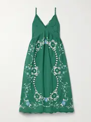 [Sea] Sea - Vesna Lace-trimmed Broderie Anglaise Cotton And Linen-blend Midi Dress - Green - US6 US 6 Green