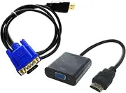 HDMI to VGA Cable, NO IC Chip; HDMI to VGA Adapter; Transfer Cable (Male to Male) for connect Computer Monitor, Laptop, PC, Projector; Only for 720 720P 1080i 1080P - Black(1.0M)