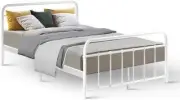 Double Metal Bed Frame with Headboard(Base Only), Metal Platform Bed with Easy A