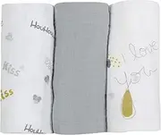 Trois Kilos Sept - Set of 3 Baby Nappies - Oeko-Tex Certified - 70 x 70 cm - I Love You Motif