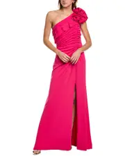 Tadashi Shoji One Shoulder Solid Gown