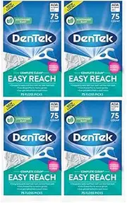 DenTek Complete Clean Easy Reach Floss Picks, Advanced Fluoride Coating, Mouthwash Blast Flavor, 75 ct. (Pack of 4)