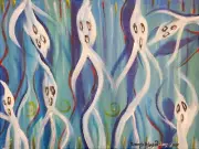 GHOST FAMILY 5 x 7 Art Print Signed Artist KSams Abstract Apparitions