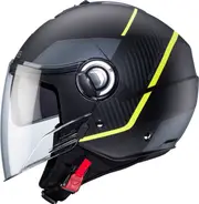 Caberg Riviera V4 X Geo, open face helmet , color: Matt Black/Grey/Neon-Yellow , size: S