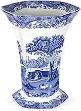 Portmeirion Blue Italian Collection Hexagonal Vase | 10.5 Inch Tall | Table Centerpiece Dcor for Home, Living Room, and Mantel | Blue & White | Made of Porcelain