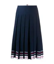 stripe-print box-pleat skirt IT40,IT38 navy blue