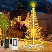 Lighted Christmas Cone Tree with Star Topper, 8Ft 442 LED Christmas Tree Light S