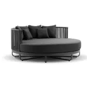 Cannes Large 2m Outdoor Round Aluminium and Rope Daybed 2m - Charcoal - Denim Grey