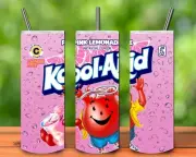 KOOL-AID PINK LEMONADE 20oz Skinny Insulated Custom Tumbler Lid Straw
