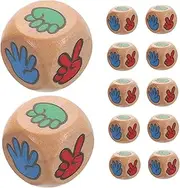 Milisten 12pcs Wooden Finger Guessing Dices for Family Games Sided Interactive Party Dices Game for All Ages Design for Enjoyment