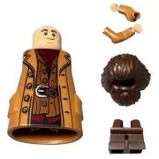 LEGO MINIFIGURE HP144 Rubeus Hagrid Minifig Medium Nougat Topcoat w/ Buttons NEW
