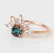 Sparkling Lab Created Green Alexandrite Half Halo Ring In 935 Argentium Silver