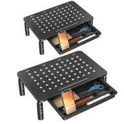 2 Pack Monitor Stand Riser with Drawer, 3 Height Adjustable Monitor Stand