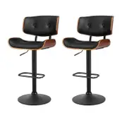 SERENITà Bar Stools Gas Lift Leather All Black x2