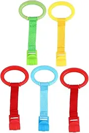 CATIEBYE Infant Crib Pull Rings 5pcs Montessori Toys Stand up Learning Bed Walker Rings