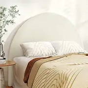 Artiss Double Bed Headboard, Arch Shape Beds Headboards Boucle Fabric Tufted Head Frame Base Upholstered, 143 x 117 x 8cm, Modern Design with Plastic Legs White