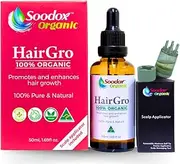 100% Organic Soodox HairGro Oil 50ml | Hair and Scalp Strengthening, Growth and Thickening Serum | 100% Organic Castor, Coconut, Avacado, Biotin, Rosemary Oil And Vitamin E | Includes Scalp Applicator