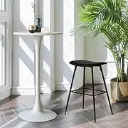 Levede Bar Table Pub Tables Kitchen Marble Tulip Round Metal Base 60cm Toptable Modern Standing Circular Cocktail Table for Restaurant Bistro Cafe,(Set of 2,White)