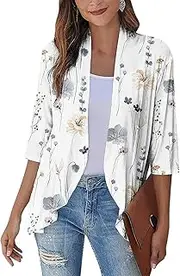 [Generic] Sofenthiss Casual Lightweight Cardigan, Women's 3/4 Sleeve Open Front Cardigan