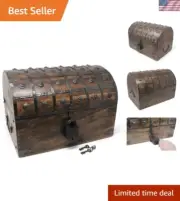 Pirate Treasure Chest with Iron Lock and Skeleton Key - Storage and Decorativ...
