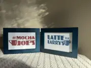 "Mocha Joe's And Latte Larry's" Framed Cross Stitch Art