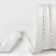 Plush Addict Single Fold Picot Lace Crochet Edge Bias Binding for Sewing, Stitching, Piping, Hemming, Quilting, Outfits and Crafts - White - 12mm x 5 Metres