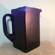 Hand Made Dark Blue Lorup Art Glass Pitcher From Estonia
