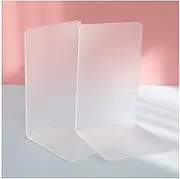 Bookends Heavy Duty Acrylic Bookends Pair，Book Ends Decor，Book Stoppers for Bedroom Library Office School Supplies Stationery Book Ends for Shelves (Color : Frosted WHITE-1PAIR)