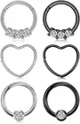 16G Surgical Steel Rook Daith Earrings Horseshoe Barbell Nose Rings Hoop Heart S