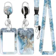 ID Badge Holder with Lanyard, Retractable Badge Reel with Swivel Belt Clip, D...