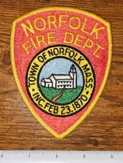Massachusetts Town of Norfolk Fire Department Fire Station Shoulder Patch