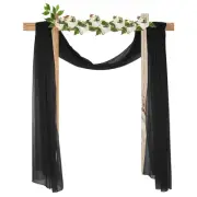Wedding Arch Drape Fabric, 9.8ft x 4.9ft Black Chiffon Fabric Panels Pack of 6