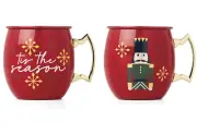 CAMBRIDGE 2 MUGS NUTCRACKER RED STAINLESS STEEL MOSCOW MULE XMAS 20 OZ NEW NIB