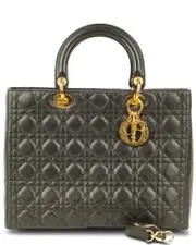 Dior Black Cannage Leather Lady Dior GHW Medium (Authentic Pre-Loved)