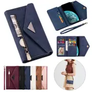 Zip Wallet Case Card Lanyard Flip Cover for Samsung S23+ S22+ S21 S20+ FE Ultra