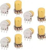 Aexit 10Pcs (Control electrical) WH148 500K ohm 3P Rotary Linear Taper Potentiometers (84ry779qf302) w Knob