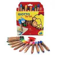在飛比找樂天市場購物網優惠-義大利 GIOTTO BEBE 可洗式寶寶木質蠟筆12色