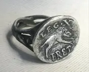 Wild Boar Legio X Fretensis Handmade Men Oxidized sterling silver Ring 13.3 gr