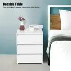 White Modern Bedside Table Nightstand with 3 Drawers Storage for Bedroom