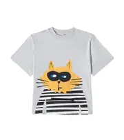 [Stella McCartney Kids] Stella McCartney Kids Zip-detail printed cotton T-shirt Y 4 grey