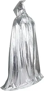 Ricjurzzty Unisex Adult Cloak with Hood Shiny Cape Halloween Wizard Hooded Cape Full Length Robe for Women Men Role Play Costume Dress-Up