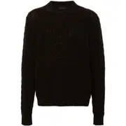 [Prada] Prada Cable-knit Polo Sweater 48 IT BROWN